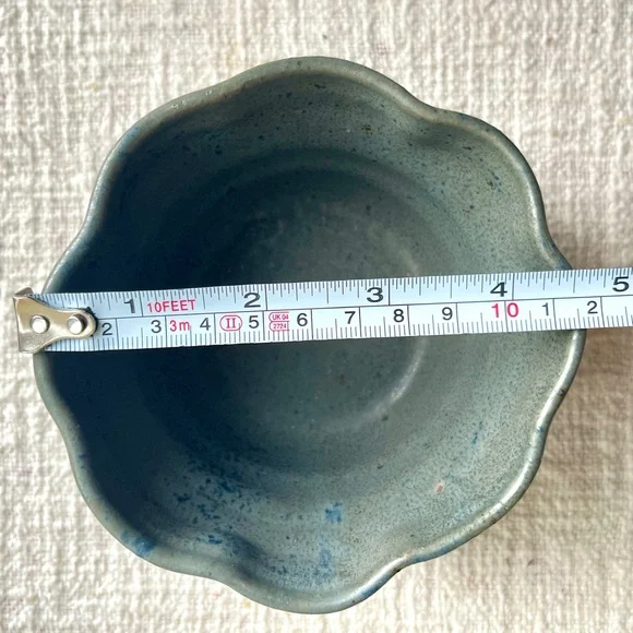 Handcrafted Studio Pottery Blue Bowl 3” Tall - Picture 6 of 9